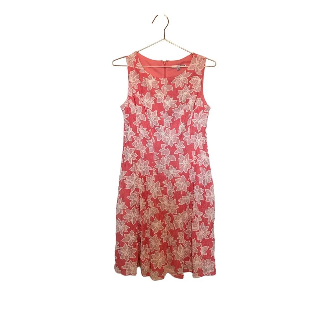 Studio One New York coral sleeveless fit and flare Floral Lace Dress siz…